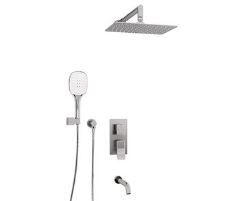 A171619 Встраиваемый комплект для ванны с верхней душевой насадкой, лейкой и изливом — фото 2, Встраиваемые душевые комплекты