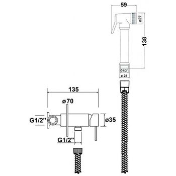 Гигиенический душ со смесителем AQUAme Minimal AQM6020CR Хром — фото 2, Гигиенические души