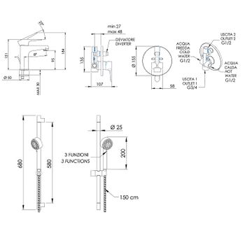 Комплект смесителей Remer Winner W0910315RMOI Хром — фото 4, Готовые комплекты для ванной комнаты