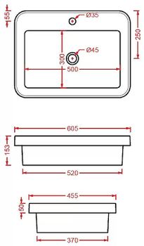 Раковина Artceram Fuori 60 TFL034 01 00 Белая — фото 4, Раковины встраиваемые сверху