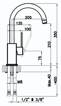 Rivelato Смеситель для кухни Orta U-обр. D-35мм cromo арт. — фото 2, Смесители для кухни