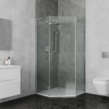 Душевой уголок Ambassador Diamond 100х100 12011112L профиль Хром стекло прозрачное — фото 1, Душевые уголки трапеция