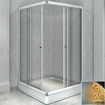 Душевой уголок Radomir 90x90 1-03-1-0-0-1181 с поддоном профиль Белый стекло матовое — фото 1, Квадратные душевые уголки