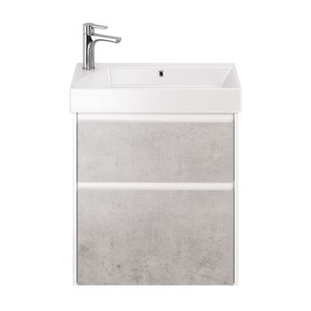 Тумба SLIM, 65 см, подвесная/напольная, 2 ящика, белый глянец / бетон — фото 5, Тумбы под раковину