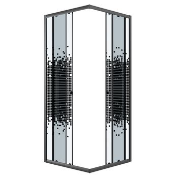 Душевое ограждение Niagara Eco NG-1008-14QBLACK (80х80х190) квадрат,раздвижное,черный,стекло мозаика — фото 4, Квадратные душевые уголки