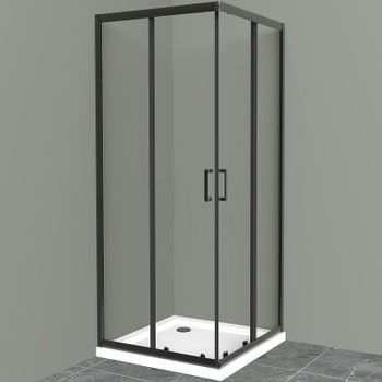 Душевой уголок BelBagno Uno 90х90 UNO-195-A-2-90-C-NERO профиль Черный матовый стекло прозрачное — фото 1, Квадратные душевые уголки