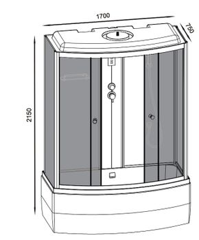 Душевой бокс Parly Classic 170х215 CNE170 7979 профиль Хром стекло тонированное — фото 2, Душевые боксы