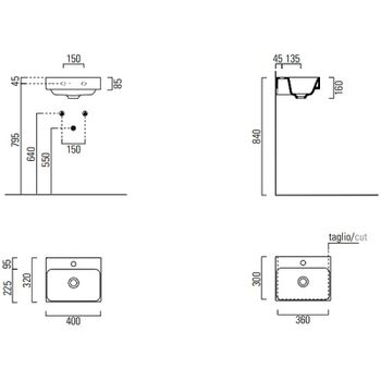 Раковина GSI Nubes 40 9684111 Белая — фото 4, Мини-раковины