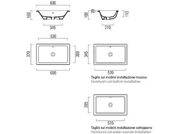 Раковина GSI Kube X 60 895311 Белая — фото 2, Раковины встраиваемые сверху