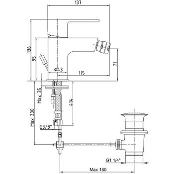 Смеситель для биде E.C.A. Nita 102110151EX Хром — фото 2, Смесители для биде