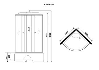 Душевая кабина Niagara Eco E100/40/MT (100х100х215) высокий поддон(40см),стекло матовое,4 места — фото 4, Душевые кабины