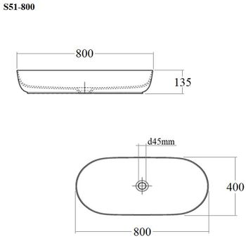 Раковина-чаша Bond Oval 80 S51-800 Белый глянец — фото 3, Раковины накладные