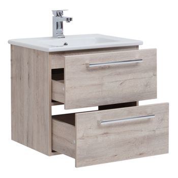 Тумба GIO, 60 см, подвесная, 2 ящика, дуб кантри — фото 7, Тумбы под раковину