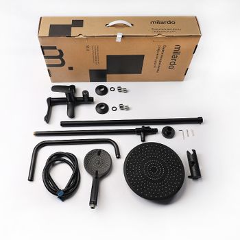 Душевая система Milardo Rora RORBL4FM06 Черная матовая — фото 6, Душевые стойки