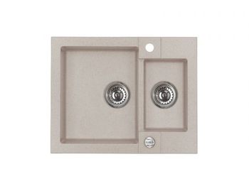 Мойка для кухни ROCK 80 GRANITAL CARBON-G91 595x475x160;1+1/2 с сифоном 1105299, — фото 1, Кухонные мойки