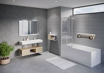 Шторка на ванну Riho Lucid GD501 80 G005046121 (GDB508B000) профиль Черный стекло прозрачное — фото 2, Шторки для ванной распашные