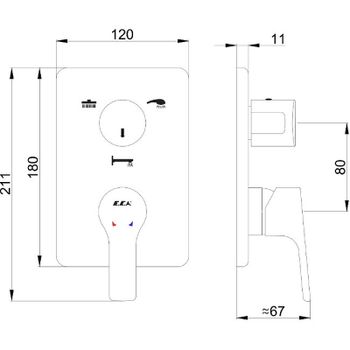 Смеситель для душа E.C.A. Luna 102167306EX-K Хром — фото 2, Смеситель для душа