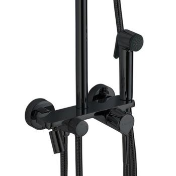 Душевая система Haiba HB24814-7 Черная матовая — фото 5, Душевые стойки