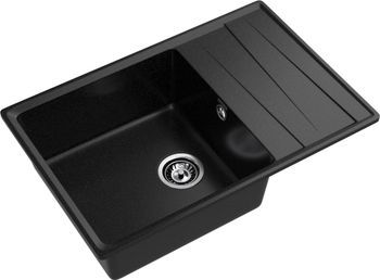 GRANFEST Мойка LEVEL 760L 1-чаша+крыло 760*500 черный арт.GF- — фото 1, Кухонные мойки