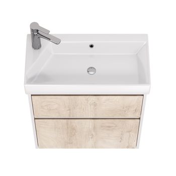 Тумба SLIM, 65 см, подвесная/напольная, 2 ящика, белый глянец / дуб кантри — фото 5, Тумбы под раковину