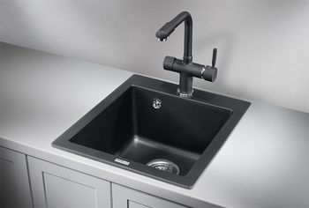 Granula-4201, ШВАРЦ (чёрный металлик), кухонная мойка, кварц — фото 2, Кухонные мойки