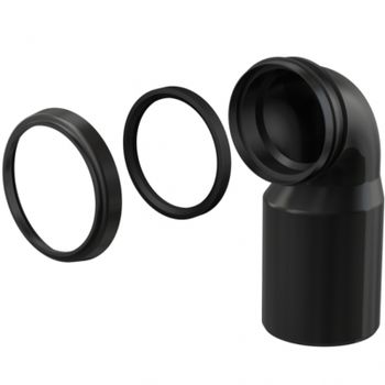 Колено выпускное для унитаза Alcaplast M906 Черное — фото 1, Гофры и отводы