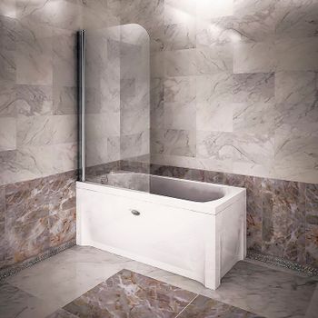 Шторка на ванну Radomir 75x140 L 1-10-0-1-0-100 профиль Хром стекло прозрачное — фото 1, Шторки для ванной распашные