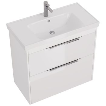 Тумба PRIME, 90 см, подвесная/напольная, 2 ящика, белый глянец — фото 5, Тумбы под раковину