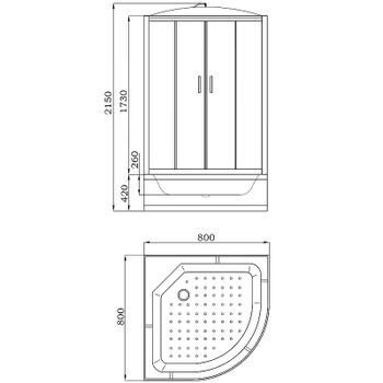 Душевая кабина Parly Classic Эконом 80x80 EC821 без гидромассажа — фото 2, Душевые кабины