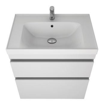 Тумба GRACE PLUS, 70 см, подвесная/напольная, 2 ящика, с опорами, белый глянец — фото 9, Тумбы под раковину