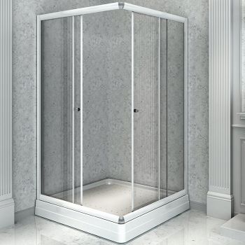 Душевой уголок Radomir 100x110 1-09-1-0-0-1230 профиль Белый стекло прозрачное — фото 1, Прямоугольные душевые уголки