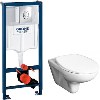 Комплект унитаза Roca Mateo 346200000+ZRU9302815 с инсталляцией Grohe Rapid SL 38721001 с сиденьем и — фото 1, Комплекты унитаз + инсталляция