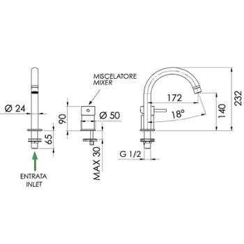 Смеситель для раковины Remer X-Style X57DO Золото глянцевое — фото 2, Смесители для раковины