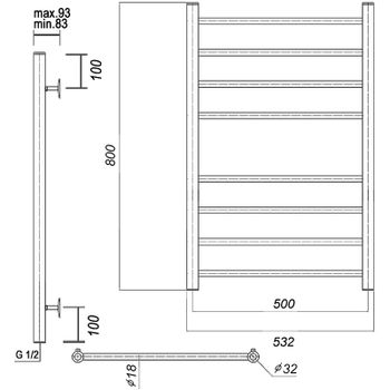 Водяной полотенцесушитель Domoterm Медея П8 500x800 Хром — фото 2, Водяные полотенцесушители