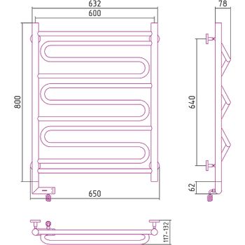 Электрический полотенцесушитель Сунержа Элегия 2.0 800x600 L 31-5218-8060 Черный матовый — фото 2, Электрические полотенцесушители