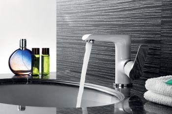 Смеситель для раковины Rossinka W35-11 Белый Хром — фото 3, Смесители для раковины