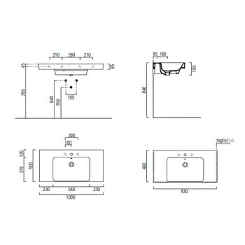 Раковина GSI Nubes 100 9651111 Белая — фото 2, Раковины подвесные