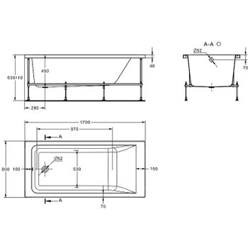 Акриловая ванна Roca Easy 170x80 ZRU9307624 без гидромассажа — фото 6, Акриловые ванны