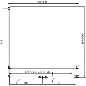 Душевой уголок Ambassador Diamond 90х90 12011105R профиль Хром стекло прозрачное — фото 9, Квадратные душевые уголки