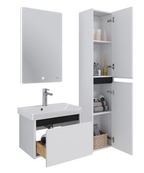 Тумба Luxury, 55 см, подвесная, 1 ящик, белый матовый — фото 7, Тумбы под раковину