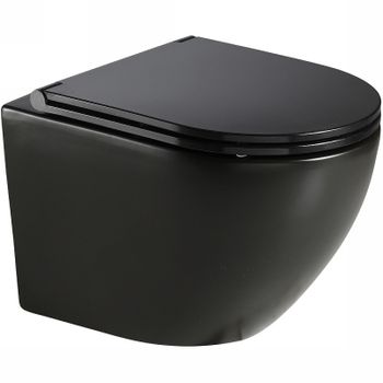 Унитаз Azario Grado AZ-0046N-MB подвесной Черный матовый с сиденьем Микролифт — фото 1, Подвесные унитазы