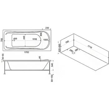 Акриловая ванна Bas Мальта 170x75 В 00023 без гидромассажа — фото 3, Акриловые ванны