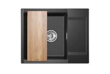 Granula-ES-6202, ШВАРЦ (чёрный металлик), кухонная мойка, кварц, ESTETICA — фото 3, Кухонные мойки