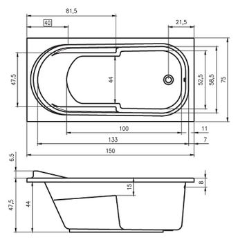 Акриловая ванна Riho Columbia 150x75 B002001005 (BA0200500000000) без гидромассажа — фото 2, Акриловые ванны