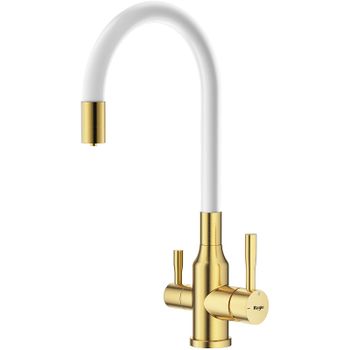 Смеситель для кухни Raglo R81.64.03 Золото матовое Белый — фото 1, Смесители для кухни