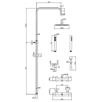 Душевая система AQUAme AQM8006GG с термостатом Золото глянцевое — фото 2, Душевые стойки