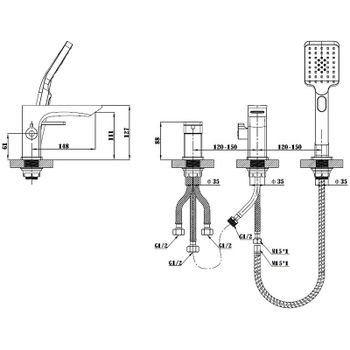 Смеситель на борт ванны ESKO Vela PB 355B Черный матовый — фото 5, Смесители на борт ванны