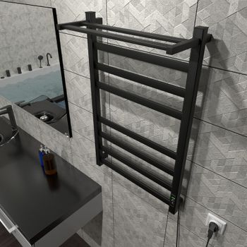 Электрический полотенцесушитель Маргроид 8110 профильный 810x500 8110-8050-5179-9005 с полкой Черный — фото 3, Электрические полотенцесушители