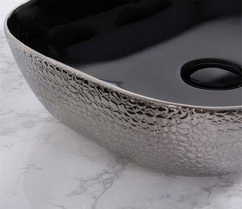 Раковина-чаша CeramaLux 50 D1302H020 Серебро Черная — фото 4, Раковины накладные