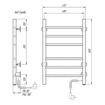 Электрический полотенцесушитель Domoterm Аврора DMT 109-6 40x60 EK R Белый матовый — фото 2, Электрические полотенцесушители